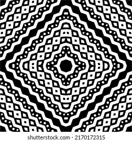 
Abstract geometric seamless pattern.  Black and white vector background. monochrome mandala.