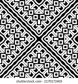 
Abstraktes geometrisches nahtloses Muster.  Schwarz-weißer Vektorhintergrund. monochrome Mandala.