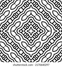 Resumen del patrón geométrico sin costuras.  Fondo vectorial blanco y negro. mandala negra.