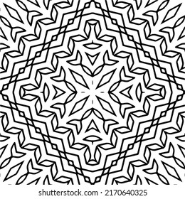 Abstract geometric seamless pattern.  Black and white vector background. monochrome mandala.