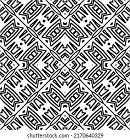 Abstract geometric seamless pattern.  Black and white vector background. monochrome mandala.