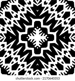 
Abstract geometric seamless pattern.  Black and white vector background. monochrome mandala.