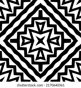 
Resumen del patrón geométrico sin costuras.  Fondo vectorial blanco y negro. mandala monocroma.
