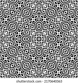 Abstract geometric seamless pattern.  Black and white vector background. monochrome mandala.