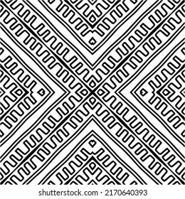 Abstract geometric seamless pattern.  Black and white vector background. monochrome mandala.