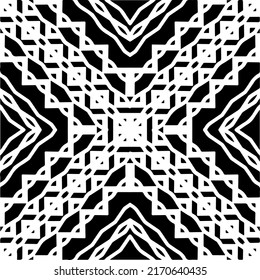 
Abstract geometric seamless pattern.  Black and white vector background. monochrome mandala.