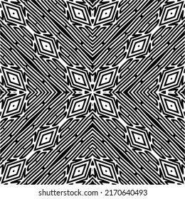 Abstract geometric seamless pattern.  Black and white vector background. monochrome mandala.