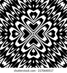 
Abstraktes geometrisches nahtloses Muster.  Schwarz-weißer Vektorhintergrund. monochrome Mandala.