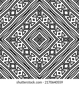 Abstract geometric seamless pattern.  Black and white vector background. monochrome mandala.