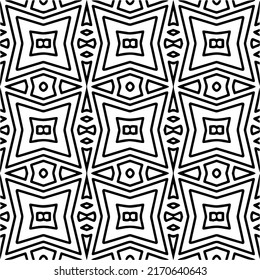 Abstract geometric seamless pattern.  Black and white vector background. monochrome mandala.