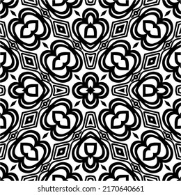 Abstract geometric seamless pattern.  Black and white vector background. monochrome mandala.