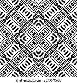 Abstract geometric seamless pattern.  Black and white vector background. monochrome mandala.