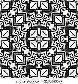Abstract geometric seamless pattern.  Black and white vector background. monochrome mandala.