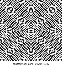 Abstract geometric seamless pattern.  Black and white vector background. monochrome mandala.