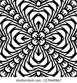 Abstract geometric seamless pattern.  Black and white vector background. black mandala.