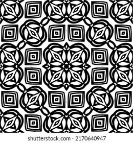 Abstract geometric seamless pattern.  Black and white vector background. monochrome mandala.