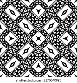 Abstract geometric seamless pattern.  Black and white vector background. monochrome mandala.