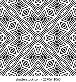 Abstract geometric seamless pattern.  Black and white vector background. monochrome mandala.