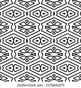 Abstract geometric seamless pattern.  Black and white vector background. monochrome mandala.