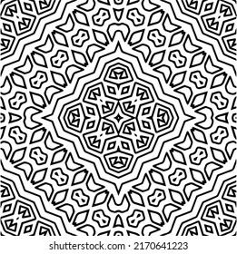 Abstract geometric seamless pattern.  Black and white vector background. monochrome mandala.