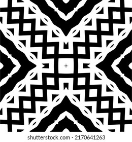 
Abstract geometric seamless pattern.  Black and white vector background. monochrome mandala.