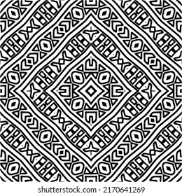 Abstract geometric seamless pattern.  Black and white vector background. monochrome mandala.