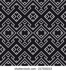 Abstract geometric seamless pattern. Black and white style pattern with rhombus and lines. 