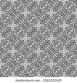 Abstract geometric seamless pattern. Black and white texture. Modern background with geometric shapes. Vector graphic.