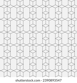 Abstract geometric seamless pattern. Black and white texture. Modern monochrome background. Lattice graphic design. Vector.