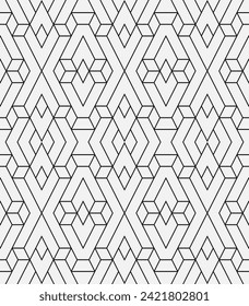 Abstract geometric seamless pattern. Black and white texture. Modern background. Lattice graphic design. Vector.