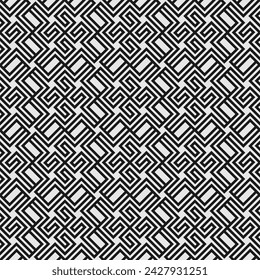 Abstraktes geometrisches nahtloses Muster. Schwarz-Weiß-Textur. Moderner einfarbiger Hintergrund. Gittergrafik-Design. Vektor.