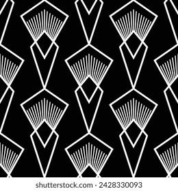 Abstract geometric seamless pattern. Black and white flower vector background.