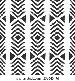 Abstract geometric seamless pattern in black and white.