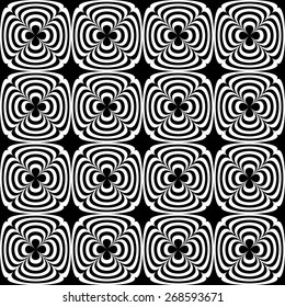 Abstract geometric seamless pattern. Black and white style pattern with circle and line. Endless texture for wallpaper, fill, web page background, surface texture.