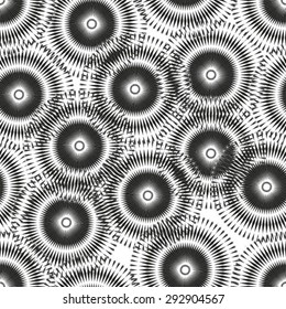 Abstract geometric seamless pattern. Black and white style pattern with circle and line.