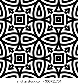 Abstract geometric seamless pattern. Black and white style pattern with circle and line.