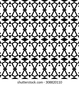 Abstract geometric seamless pattern. Black and white style pattern with triangle, rhombus and lines.