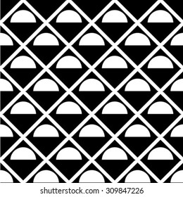 Abstract geometric seamless pattern. Black and white style pattern with circle and line.