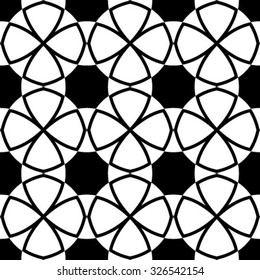 Abstract geometric seamless pattern. Black and white style pattern. Black lines on white background. 