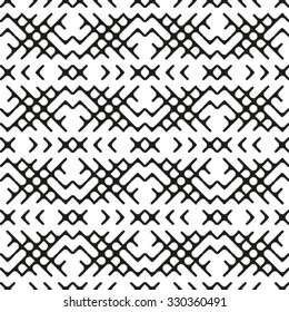 Abstract geometric seamless pattern. Black and white style pattern. Black lines on white background.