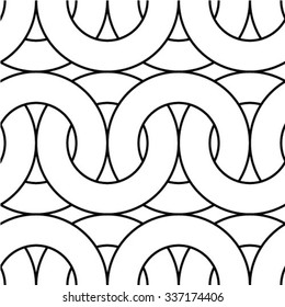 Abstract geometric seamless pattern. Black and white style pattern with circle and line.