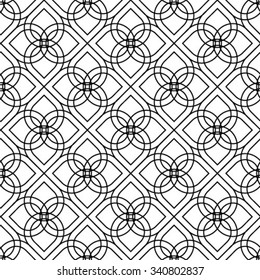 Abstract geometric seamless pattern. Black and white style pattern.