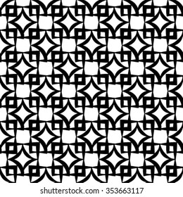 Abstract geometric seamless pattern. Black and white style pattern with rhombus and lines.