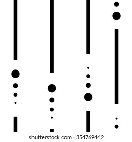 Abstract geometric seamless pattern with black and white circles, strips. Vector endless pattern for creating card, web page background, wallpaper and textile.