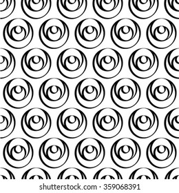 Abstract geometric seamless pattern. Black and white style pattern with circle.