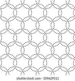 Abstract geometric seamless pattern. Black and white style pattern with dots.