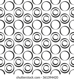 Abstract geometric seamless pattern. Black and white style pattern with circle.