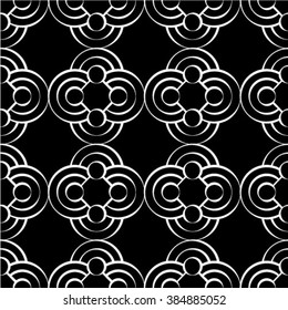 Abstract geometric seamless pattern. Black and white style pattern with circle and line.
