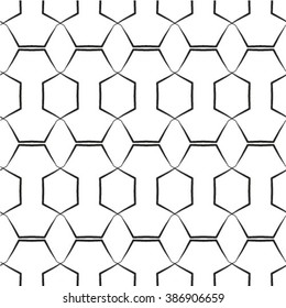 Abstract geometric seamless pattern. Black and white style pattern with rhombus and lines.