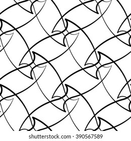 Abstract geometric seamless pattern. Black and white style pattern with rhombus and lines.